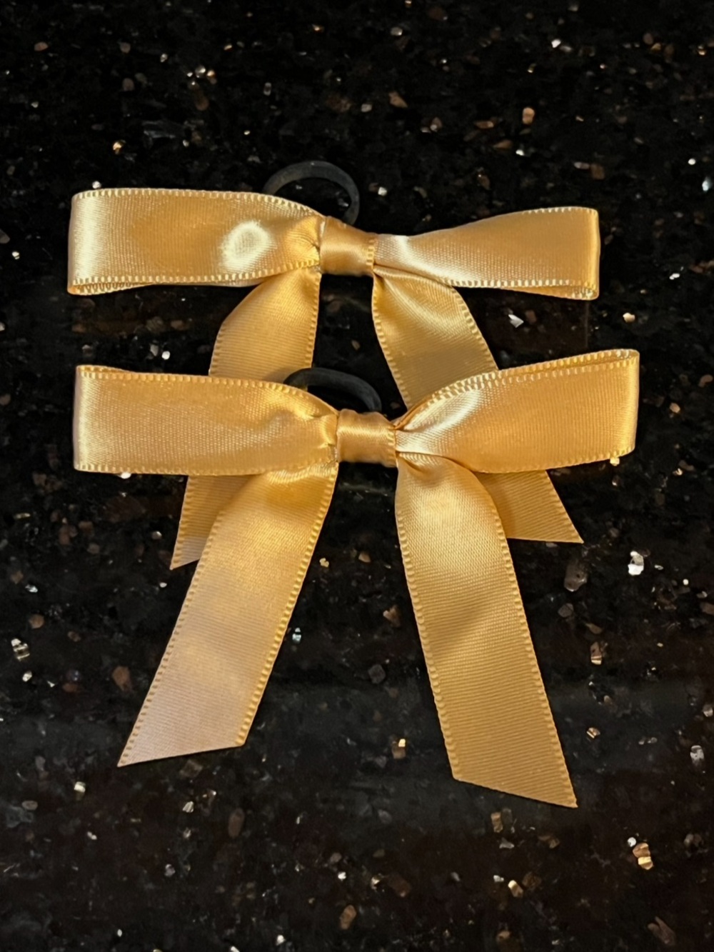 Girl's Handmade Gold Satin Ribbon Hair Bowties